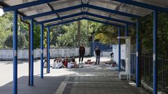 Los alumnos, en el patio del CEIP Curros Enr�quez de Celanova.