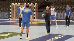 Imagen del entrenamiento de la selecci�n espa�ola de balonmano.
