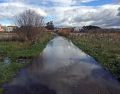 Aspecto del vial de las Salinas, entre A Revolta y A Lanzada. 