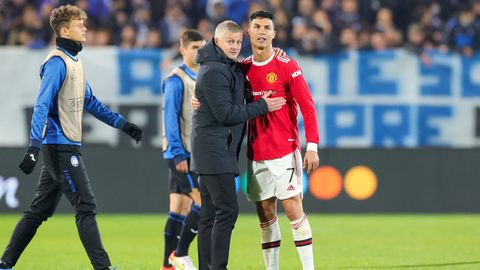Ole Gunnar Solskjaer y Cristiano Ronaldo.Ole Gunnar Solskjaer y Cristiano Ronaldo durante la etapa en la que coincidieron como entrenador y jugador del Manchester United