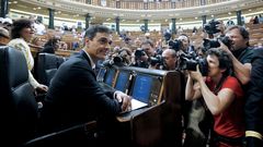 El presidente del Gobierno, Pedro S�nchez, en la sesi�n de control en el Congreso de los Diputados