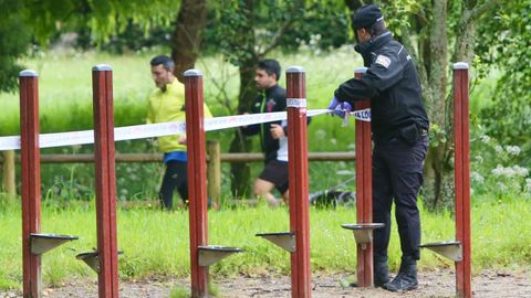 En el parque de Castrelos en Vigo la Polic�a LOcal clausur� un parque biosaludable esta ma�ana. 