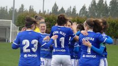 Gol Henar Real Oviedo Femenino Lugo.Las futbolistas azules celebran el gol de Henar ante el Lugo