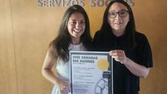 Tania �lvarez, concejala de Benestar Social, y Sonia Paz, t�cnica del servicio municipal, presentaron las actividades para mayores.