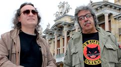 Alberto Cereijo y Charly Dom�nguez, en el patio de La Laboral, en Gij�n