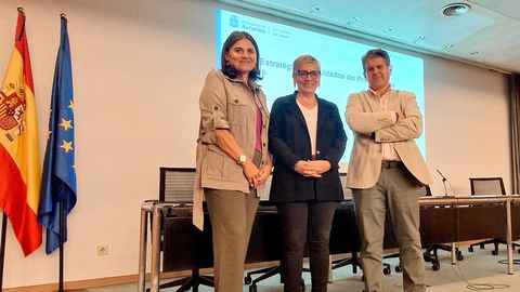 La consejera de Salud, Concepci�n Saavedra: la directora general de Cuidados y Coordinaci�n Sociosanitaria, Roc�o Allande, y el subdirector de Cuidados y Coordinaci�n Sociosanitaria del Sespa, Maximino Mu�iz