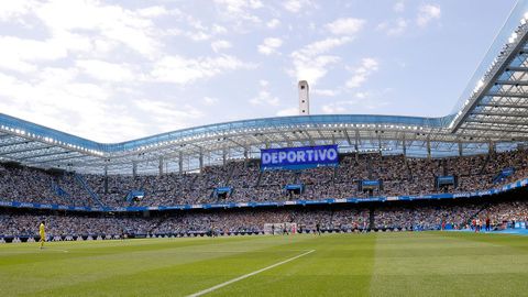 El estadio Abanca Riazor, durante el partido entre el Deportivo y el Andorra