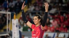Yael Castiglione celebra un punto en Lugo en un partido de su anterior etapa en el Arenal Emev�.