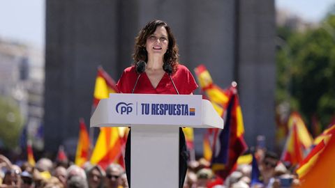 Ayuso durante su intervencin en la manifestacin convocada por el PP