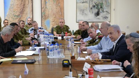 Gabinete de guerra de Israel reunido en Tel Aviv.