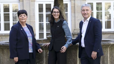 Los rectores de las tres universidades p&uacute;blicas de Galicia, el pasado jueves en Santiago