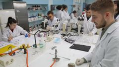 Imagen de archivo de alumnos del IES Leixa (Ferrol) en los laboratorios