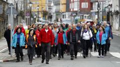 Los peregrinos asturianos, este s�bado en la avenida de Galicia de A Pobra do Broll�n