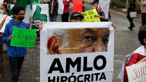 Manifestaci�n contra el presidente Obrador en Jalisco mientras se reun�a con Trump en Washington