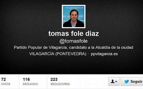 Tom�s Fole aparece en el perfil de su cuenta de Twitter como candidato a la alcald�a.