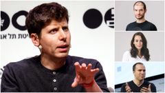 A la izquierda, Sam Altman, consejero delegado de OpenAI. Arriba, a la derecha,�Ilya Sutskever <br />jefe cient�fico; en el medio, Mira Murati, creadora�del chatGPT; y abajo,�Greg Brockman, cofundador de OpenAI y director tecnol�gico.
