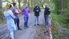 El secretario general del PP de Asturias y diputado, �lvaro Queipo, junto a miembros del partido, en la AS-333