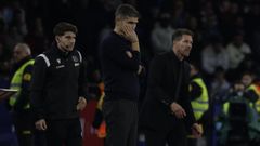 Antonio Hidalgo, en el partido de Copa del Rey del pasado a�o ante el Atl�tico, con Simeone en segundo plano. 