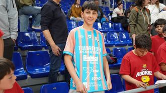 Biel, con la camiseta del Noia en el Palau en la &uacute;ltima jornada liguera.