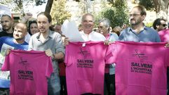 Pablo Iglesias junto a Llu�s Rabell y Joan Herrera.