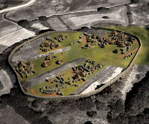 Reproducci�n en 3D del castro de Quintela de Catas�s.