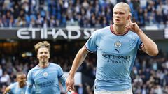 Erling Haaland, durante el partido entre el Manchester City y el Manchester United.