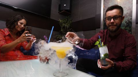 El efecto de la Flavour Blaster, fotografiado en el pub Alquimia, en Campo Castelo