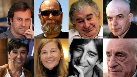 Por la izquierda y de arriba abajo: Marcos Giralt-Torrent, Javier Garc�a Rodr�guez, Antonio Gamoneda, Jes�s Ferrero, Nieves Concostrina, Mar�a Teresa �lvarez, Benjam�n Prado y Jos� Antonio Mases