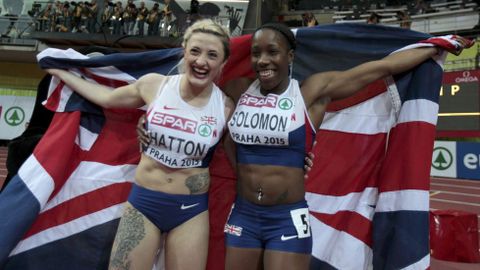 Lucy Hatton y Serita Solomon, segunda y tercera en los 60 metros vallas.