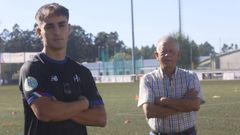 Migui junto a uno de los directivos del Estradense, ayer en el Novo Municipal. 