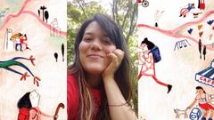 Sabela Losada Cortizas, autora de �O Cami�o das mulleres�, con la capa del libro de fondo