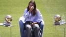 Alexia Putellas, durante su despedida del Barcelona en el Camp Nou.