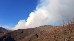 Humareda del incendio del 6 de marzo en H�rreos (Folgoso do Courel) , que quem� entre 8 y 10 hect�reas de monte