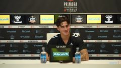 Pablo Gavin, en la sala de prensa de Barreiro tras marcar el segundo gol del Celta Fortuna ante el Talavera -el 2-3-.