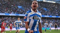 Quagliata celebra el segundo gol del Deportivo ante el C�rdoba.