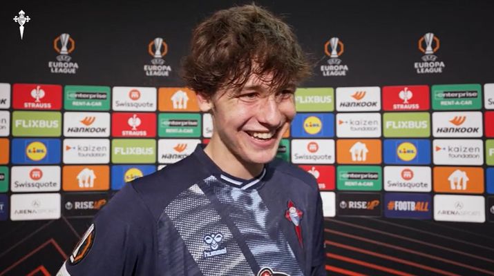 Fer L�pez, tras el partido de este jueves entre Celta y Estrella Roja.