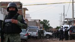 Despliegue de las fuerzas de seguridad en la zona donde fueron asesinados 26 j�venes en el municipio de Irapuato