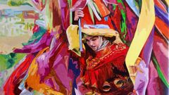 Un pucho, personaje t�pico del Entroido Ribeirao de Chantada, representado en una pintura de Carlos Pad�n