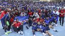 Cabo Verde celebra la victoria ante Serbia en un amistoso el pasado mayo.