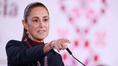 La presidenta de M�xico, Claudia Sheinbaum, durante una rueda de prensa el martes en el Palacio Nacional de la Ciudad de M�xico.