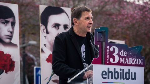 Otegi, ayer, durante un acto poltico de Bildu antes de la emisin de la entrevista en TV3