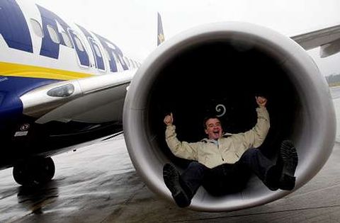 O?Leary, presidente de Ryanair, en la presentaci�n de la firma en Santiago hace siete a�os.