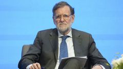 El expresidente del Gobierno Mariano Rajoy durante el acto de inicio de la C�tedra Sebasti�n Pi�era de la Universidad del Desarrollo en Santiago (Chile), el pasado 12 de marzo.