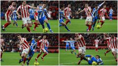 En la secuencia, el sportinguista Brian Oliv�n aborda a Yeremay y le mete la cadera para impedirle llegar a la pelota con solvencia, al tiempo que tambi�n lo enreda con los pies hasta que cae derribado mientras el canario�y Luismi Cruz reclaman el penalti.