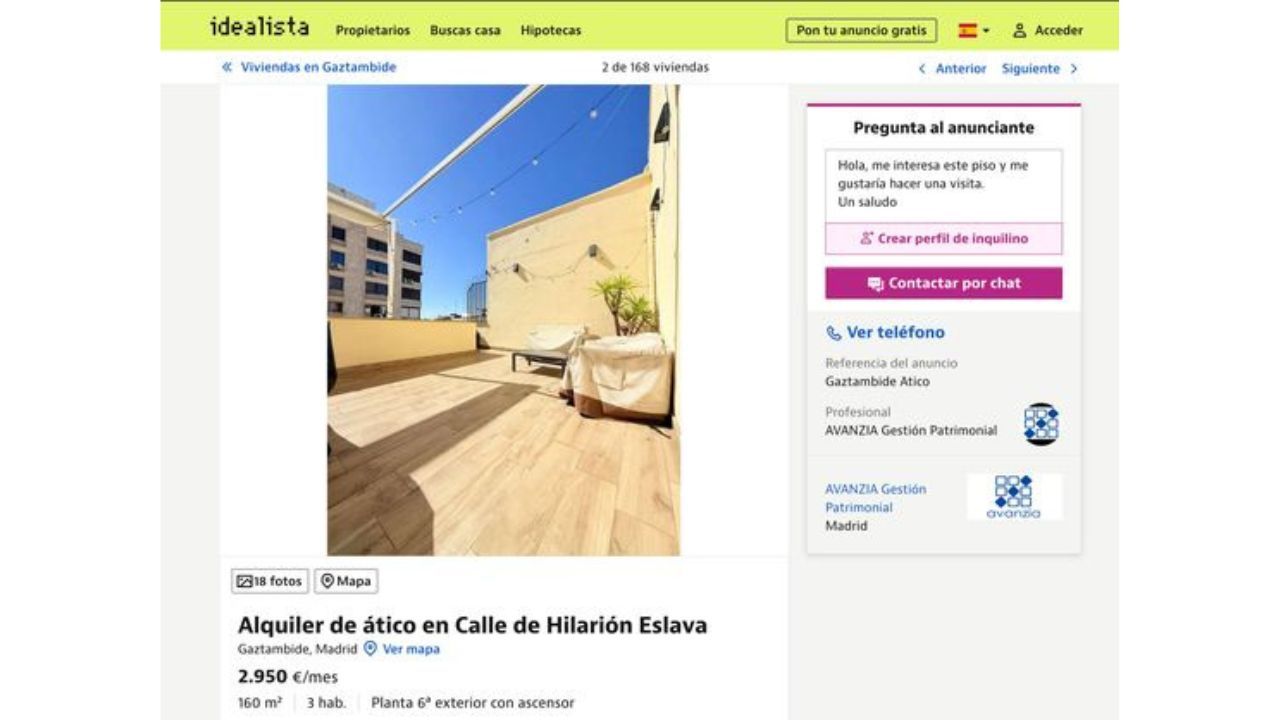 Un ático de lujo en Moncloa por 2.950 euros al mes