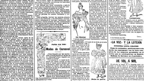 Los grabados se generalizan desde 1896. En la imagen, modelos de carnaval en La Voz del 14 de febrero de ese a�o.