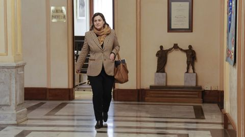 Mar�a Reigosa llegando al pleno del Concello de Lugo para la aprobaci�n de los presupuestos el pasado mes de marzo