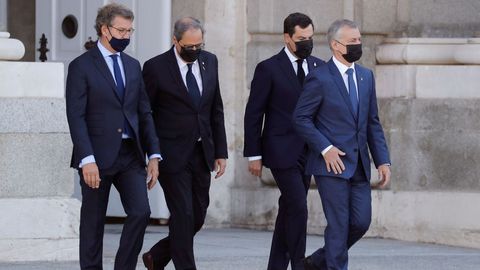 El presidente de la Xunta, Alberto Nu�ez Feijoo, junto a los presidentes de Catalu�a, Andalucia y Pais Vasco, Quim Torra, Juanma Moreno y ��igo Urkullu