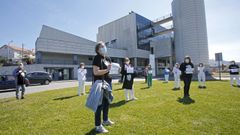 Reciente concentraci�n de celadores del Hospital Montecelo instando a su reconocimiento como personal sanitario