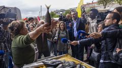 El l�der de los socialistas portugueses, Pedro Nuno Santos, durante un acto de campa�a en Espi�o